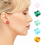 2Pcs Stone Ear Tunnel Plugs Mixed Styles Hollow Ear Flesh Gauges Piercing