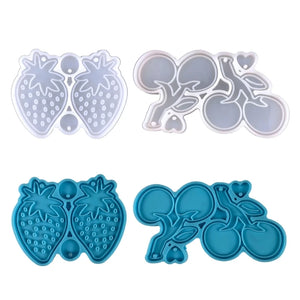 2Pcs Strawberry Cherry Pendant Earrings Epoxy Mold Silicone Resin Mold