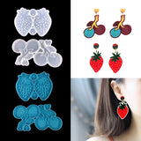 2Pcs Strawberry Cherry Pendant Earrings Epoxy Mold Silicone Resin Mold