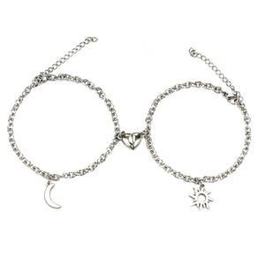 Sun Moon Charm Stainless Steel Bracelets Couples Jewelry