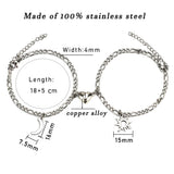 Sun Moon Charm Stainless Steel Bracelets Couples Jewelry