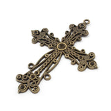 2Pcs Bronze Filigree Cross Charms Pendant for DIY Jewelry Making