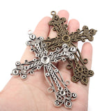 2Pcs Bronze Filigree Cross Charms Pendant for DIY Jewelry Making