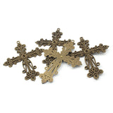 2Pcs Bronze Filigree Cross Charms Pendant for DIY Jewelry Making