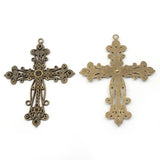 2Pcs Bronze Filigree Cross Charms Pendant for DIY Jewelry Making