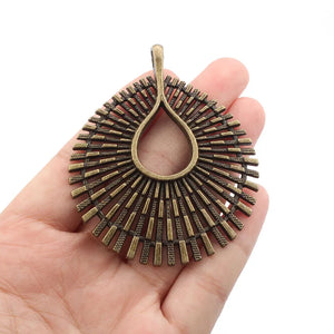2Pcs Tibetan Bronze Layer Thread Fence Shape Large Hollow Charms Pendant