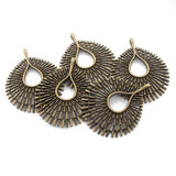 2Pcs Tibetan Bronze Layer Thread Fence Shape Large Hollow Charms Pendant