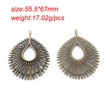 2Pcs Tibetan Bronze Layer Thread Fence Shape Large Hollow Charms Pendant
