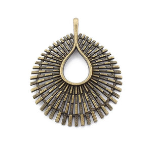 2Pcs Tibetan Bronze Layer Thread Fence Shape Large Hollow Charms Pendant