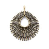 2Pcs Tibetan Bronze Layer Thread Fence Shape Large Hollow Charms Pendant