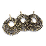 2Pcs Tibetan Bronze Layer Thread Fence Shape Large Hollow Charms Pendant