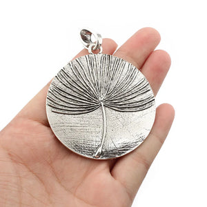 2Pcs Tibetan Round Dandelion Flower Charms Pendant For DIY Necklace