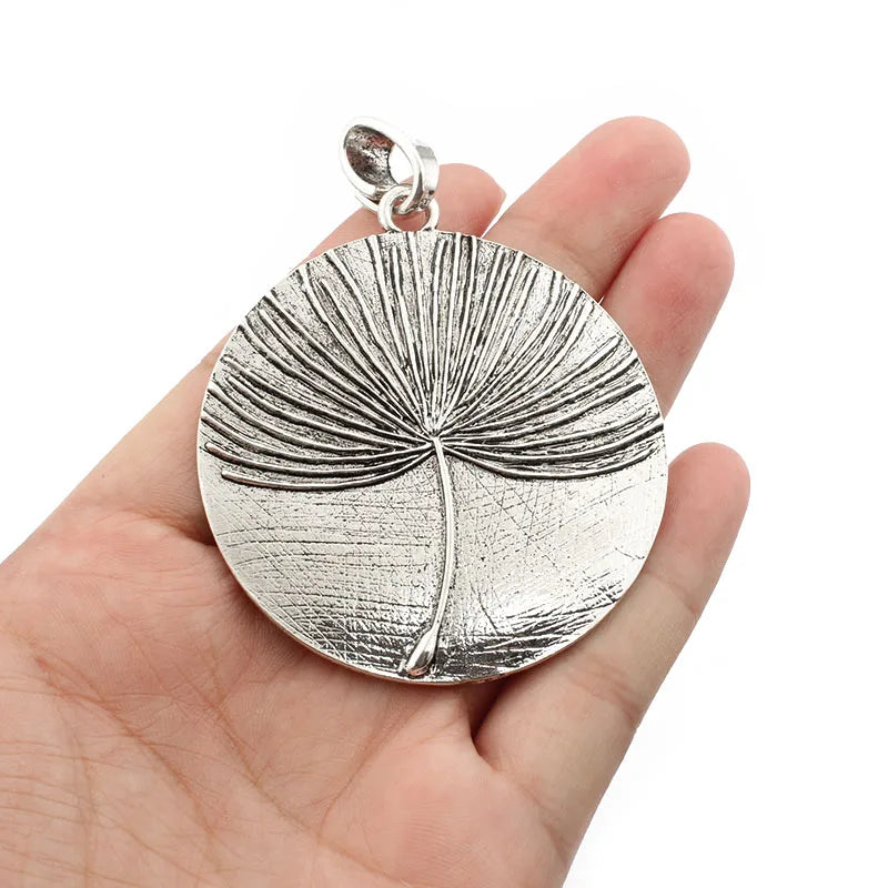 2Pcs Tibetan Round Dandelion Flower Charms Pendant For DIY Necklace