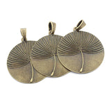 2Pcs Tibetan Round Dandelion Flower Charms Pendant For DIY Necklace