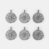 2Pcs Tibetan Silver Flower Charm Pendants For DIY Necklace Making 62x65mm