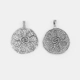 2Pcs Tibetan Silver Flower Charm Pendants For DIY Necklace Making 62x65mm