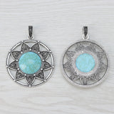 2Pcs Boho Round Flower Charms Pendant for DIY Necklace Making 61x55mm