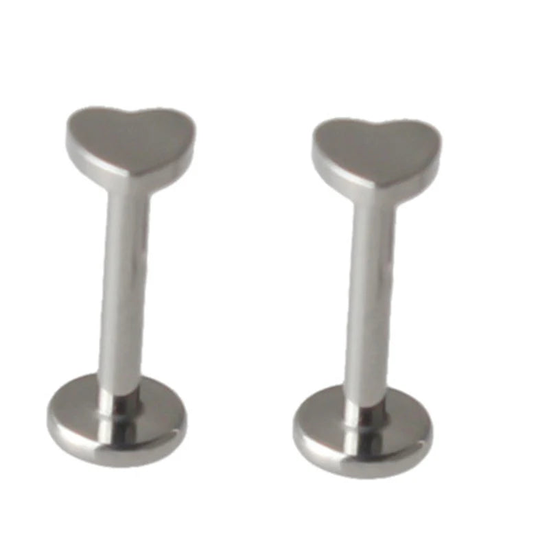 2Pcs Titanium Lip Piercing Star/Cross/Lightning/Moon/Heart Tongue Nail Ear Studs