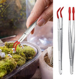 2Pcs Coated Tips Bent Flat Tweezers Jewelry Crafts Tools- Red