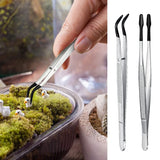 2Pcs Coated Tips Tweezers Set Bent Flat Jewelry Hobby Crafts Industrial Tools