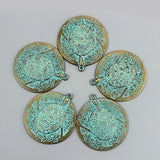2Pcs Large Round Carved Tortoise Turtle Charms Pendant DIY Necklace Jewelry