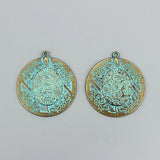 2Pcs Large Round Carved Tortoise Turtle Charms Pendant DIY Necklace Jewelry