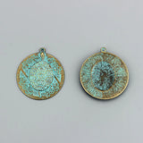 2Pcs Large Round Carved Tortoise Turtle Charms Pendant DIY Necklace Jewelry