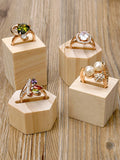 2Pcs Vintage Wooden Ring Display Stand Jewelry Organizer Storage