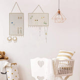Wall Mounted Jewelry Organizer Diamond Grid Shape with Hooks