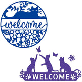 2Pcs Welcome Cat Metal Cutting Dies for Scrapbooking DIY Cards Making