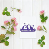 2Pcs Welcome Cat Metal Cutting Dies for Scrapbooking DIY Cards Making