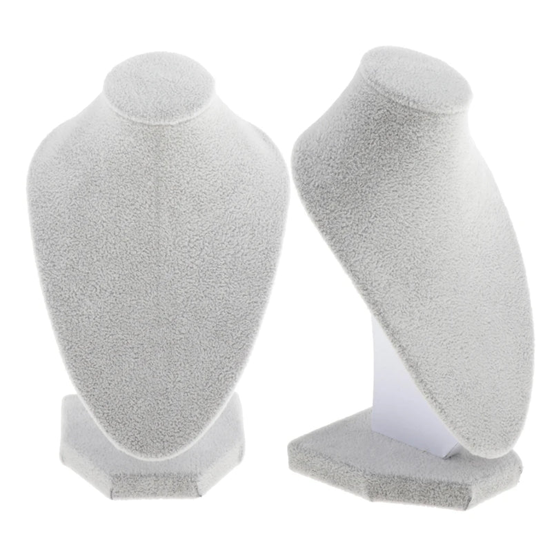 2Pcs Velvet Necklace Bust Display Organizer Jewelry Stand