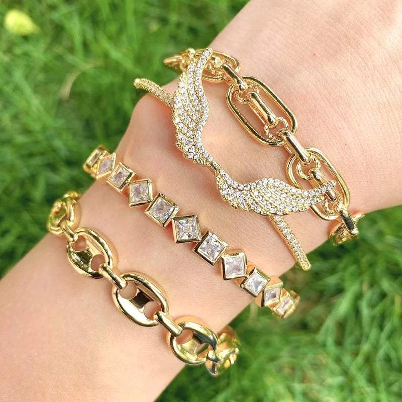 Angel Wings CZ Bangle Set for Women