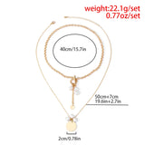 2Pcs Irregular Pearls Pendant Multilayer Necklaces Punk Jewelry