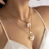 2Pcs Irregular Pearls Pendant Multilayer Necklaces Punk Jewelry