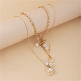 2Pcs Irregular Pearls Pendant Multilayer Necklaces Punk Jewelry