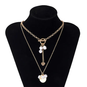 2Pcs Irregular Pearls Pendant Multilayer Necklaces Punk Jewelry