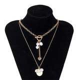 2Pcs Irregular Pearls Pendant Multilayer Necklaces Punk Jewelry