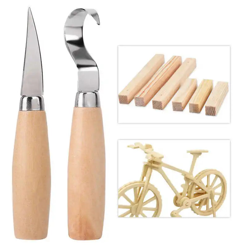 2Pcs Wood Carving Tool Kit Set For Woodworking Straight & Bent Knives