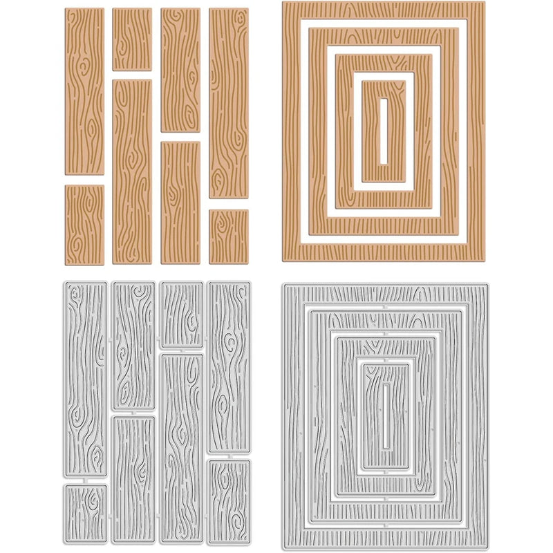 2Pcs Wood Texture Metal Cutting Dies DIY Scrapbook Wedding Cards Making