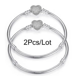 2Pcs/lot Silver Plated Charm Bracelets Jewelry Making Gift