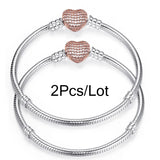 2Pcs/lot Silver Plated Charm Bracelets Jewelry Making Gift