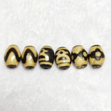 2Pcs Tibetan God of Wealth 3 Eyes Totem Dzi Beads 10*13mm Weathered Old Agate