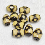 2Pcs Tibetan God of Wealth 3 Eyes Totem Dzi Beads 10*13mm Weathered Old Agate