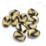 2Pcs Tibetan God of Wealth 3 Eyes Totem Dzi Beads 10*13mm Weathered Old Agate