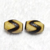2Pcs Tibetan God of Wealth 3 Eyes Totem Dzi Beads 10*13mm Weathered Old Agate