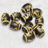 2Pcs Tibetan God of Wealth 3 Eyes Totem Dzi Beads 10*13mm Weathered Old Agate