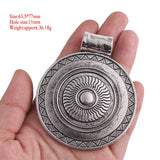 2Pcs Tibetan Silver Large Boho Flower Medallion Circles Charms Pendants