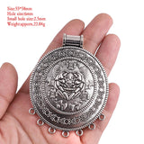 2Pcs Tibetan Silver Large Boho Flower Medallion Circles Charms Pendants