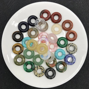 2Pcs/pack 20mm Peace Buckle Large Hole Stone Beads Bagel Natural Stone